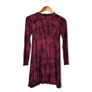 Long Sleeve Mock Neck Tie Dye Dress Small